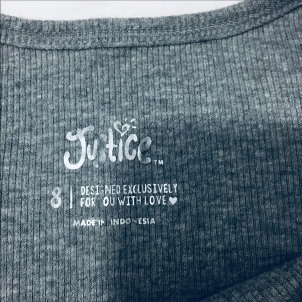 Justice Girls size 8 gray  button up top